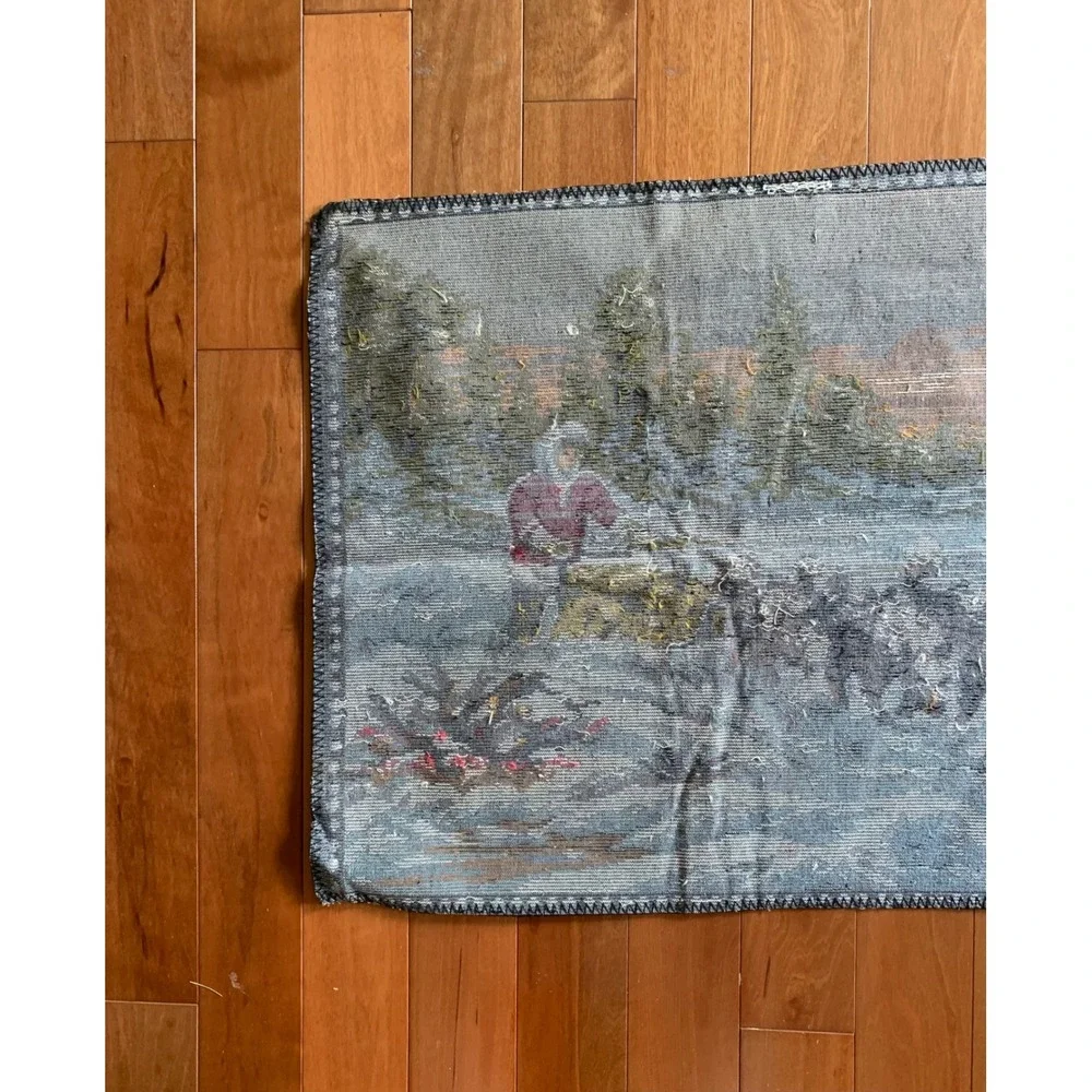 Vintage Italian Tapestry Wall Hanging Rustic Cabin Decor‎ 1960s